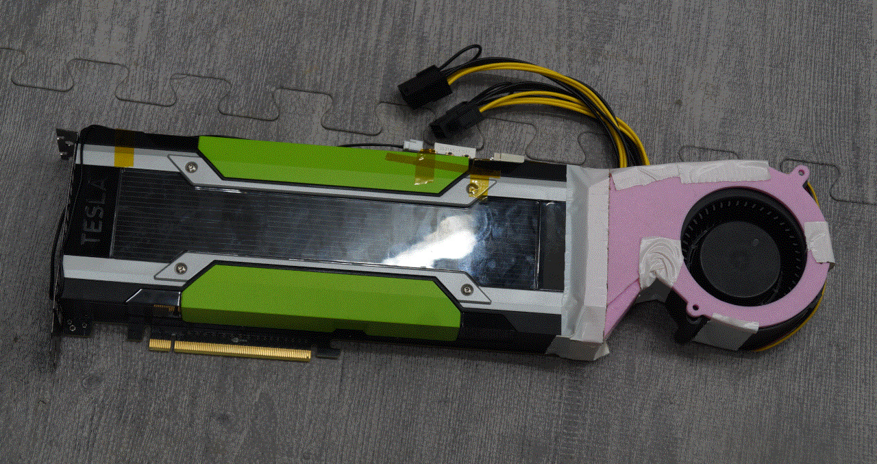 An image depicting the fully assembled card with fan and bracket and controller.